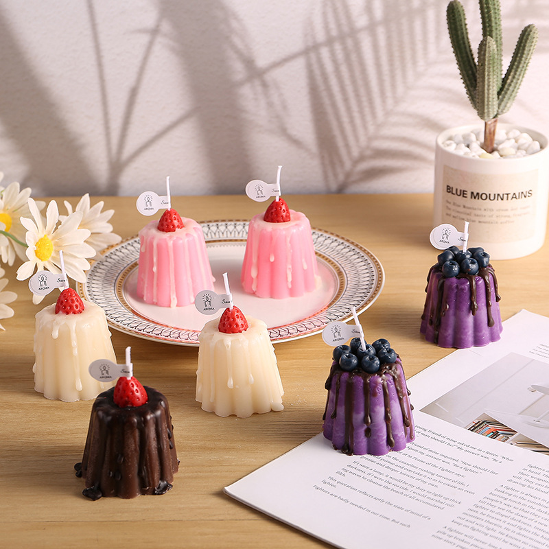 1Pc Cute Pudding Aromatherapy  - Home Fragrance Blueberry Scented Candle review and price